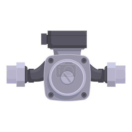 Flat vector graphic of an industrial flange with a centered valve and pipe connectors