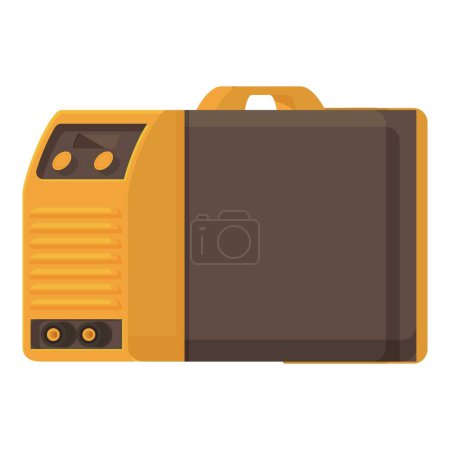 Lebendige und lebendige Illustration eines tragbaren Cartoon-Generators in flachem Design mit gelben und braunen Farben. Vereinzelt auf weißem Hintergrund. Perfekt, um die Stromversorgung zu präsentieren. Sicherheitsausrüstung