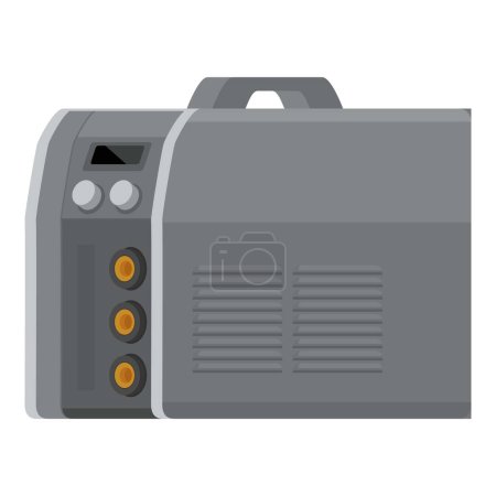 Cartoon illustration of a modern portable generator in flat design style. Isolated on a grey background