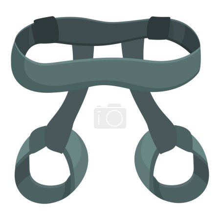 Digital illustration of a gray cartoonstyle climbing harness, depicted in a simplified form on a white background