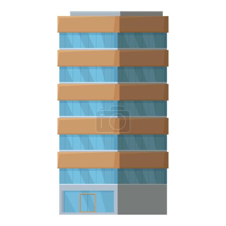 Conception vectorielle élégante d'un immeuble de bureaux contemporain à plusieurs étages avec des fenêtres en verre bleu