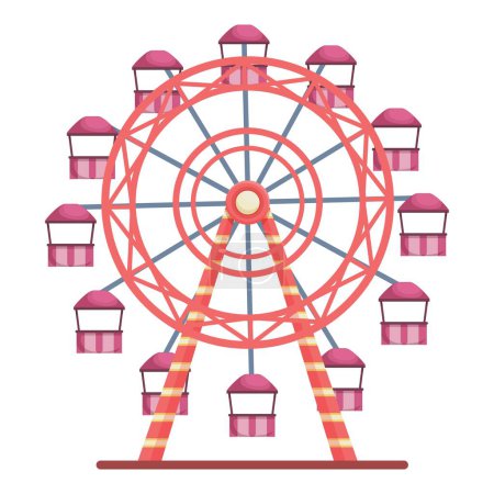 Illustration de roue de ferris dessin animé coloré dans un parc d'attractions, conçu pour le plaisir et le plaisir de la famille