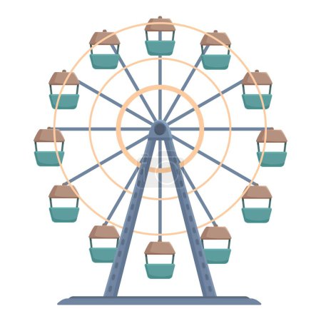 Illustration vibrante et colorée de la roue ferris dans un design vectoriel plat, parfaite pour les projets de parc d'attractions, de fête foraine, de carnaval et de loisirs