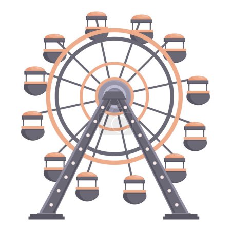 Illustration colorée de roue de ferris de dessin animé dans la conception graphique vectorielle pour le plaisir de parc d'attractions et le tour de divertissement à un carnaval ou à une attraction juste