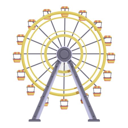 Illustration d'une roue ferris vibrante avec des cabines jaunes et rouges isolées sur fond blanc