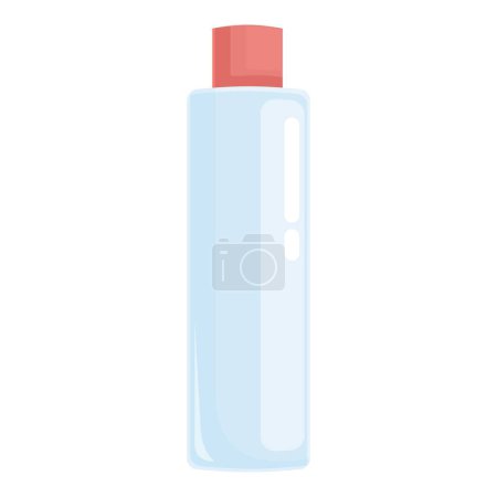 Dessin animé vecteur d'une bouteille de shampooing en plastique bleu avec un capuchon rouge isolé sur un fond blanc