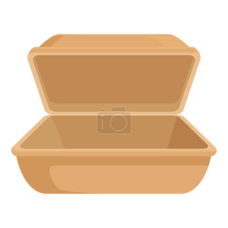 Illustration vectorielle d'un récipient alimentaire en mousse propre et ouverte, isolé sur fond blanc