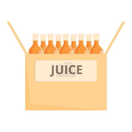 Illustration eines Kartons mit mehreren Flaschen Orangensaft, isoliert auf weiß