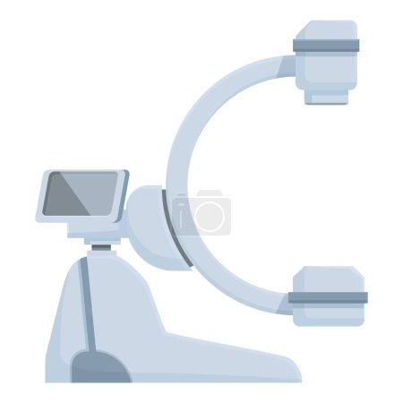 Graphique vectoriel détaillé d'un dispositif d'imagerie médicale par fluoroscopie de carm contemporain utilisé dans les diagnostics