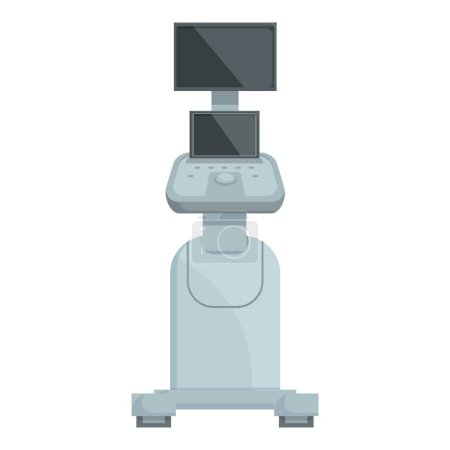 Illustration eines modernen Ultraschallgeräts mit digitalem Bildschirm. Vereinzelt auf weißem Hintergrund. Zur medizinischen Diagnostik im Krankenhaus. Klinik. Und Gesundheitseinrichtungen. Vektorsonogramm