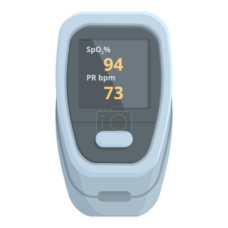 Digital illustration of a pulse oximeter showing oxygen saturation spo2 and pulse rate