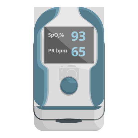 Vector image of a portable pulse oximeter displaying blood oxygen saturation and heart rate
