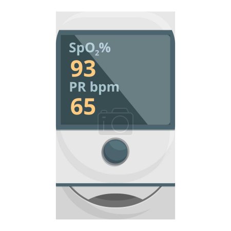 Illustration of a medical device showing blood oxygen saturation spo2 and pulse rate