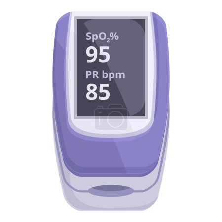 Illustration of a pulse oximeter showing blood oxygen saturation spo2 and pulse rate