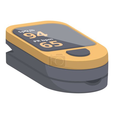 Isometric vector graphic of a pulse oximeter displaying blood oxygen levels