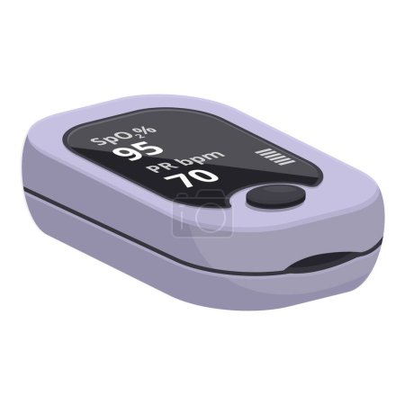 Digital pulse oximeter medical device illustration for monitoring oxygen saturation level and heart rate with noninvasive measurement technology, respiratory support, and clinical tool