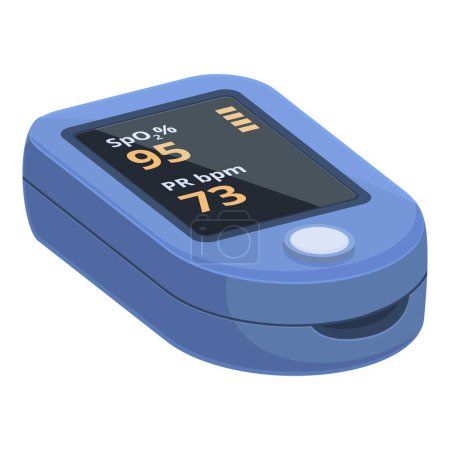 Isometric vector illustration of digital pulse oximeter device for monitoring oxygen saturation and respiratory rate in medical healthcare settings