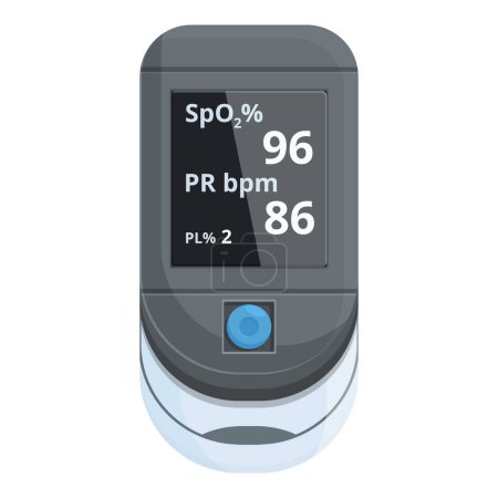 Isolated image of a pulse oximeter showing blood oxygen saturation spo2 and pulse rate
