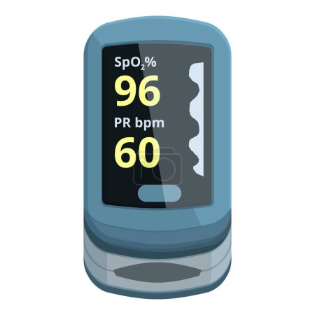 Vector image of a fingertip pulse oximeter displaying spo2 and heart rate readings