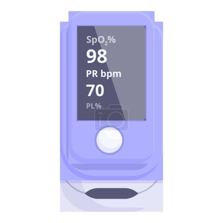 Closeup illustration of a medical pulse oximeter displaying spo2 and heart rate readings
