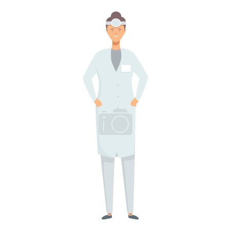 Professional female doctor stands poised in scrubs and headlamp, ready for a procedure