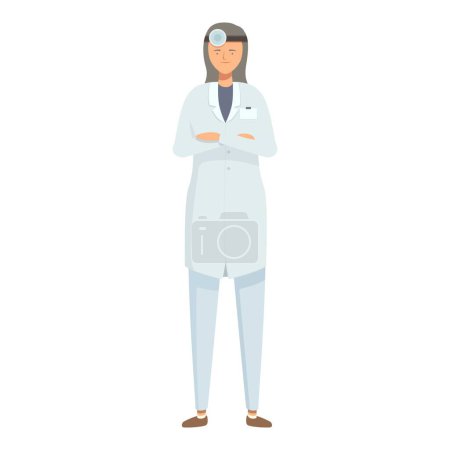 Confident female medical professional doctor standing with crossed arms in white coat vector illustration