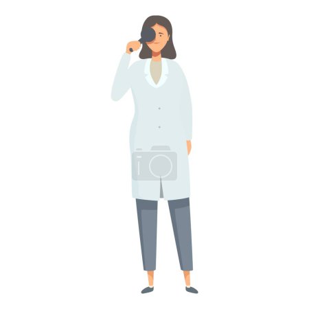 Confident female doctor posing in professional medical attire with stethoscope and lab coat, standing with serene expression and calm authority vector illustration for healthcare industry