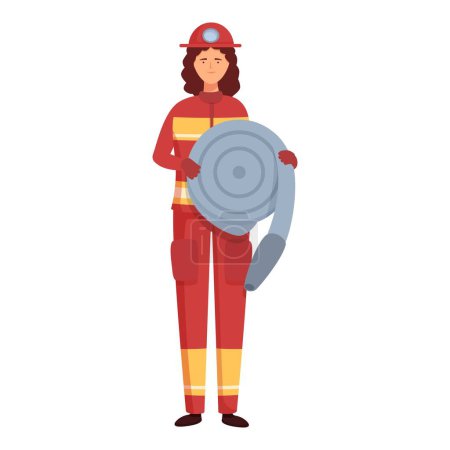 Vektor-Illustration einer Feuerwehrfrau mit Helm und Schlauch