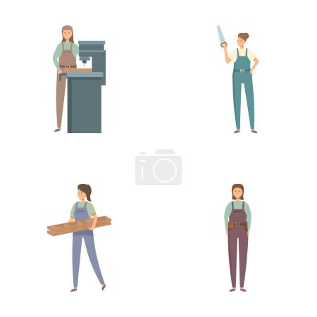 Illustrations of women in different jobs, from office to trades
