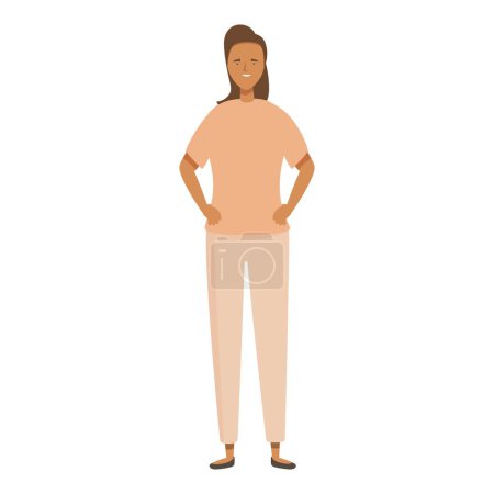 Illustration pleine longueur d'une femme confiante debout avec ses mains sur ses hanches