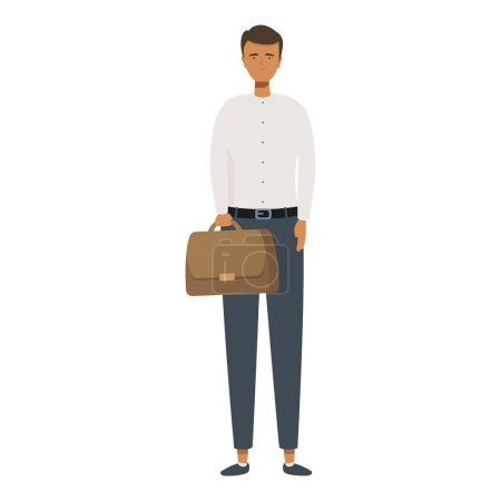 Professional young adult man standing confidently with a briefcase. Wearing a fulllength illustration of modern business attire. Including a white shirt. Dark pants. And a neat. Elegant appearance