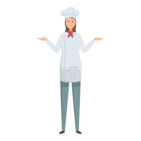 Illustration of a professional chef with open hands in a welcoming or explaining gesture