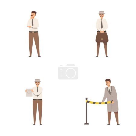 Collection of illustrations depicting a businessman in different scenarios and actions