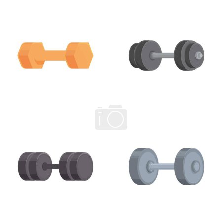 Colección de cuatro pesas de colores en un estilo vectorial, adecuado para fitnessrelated contenido