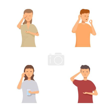 Ilustración de cuatro personas con miradas desconcertadas, mostrando diferentes gestos de confusión