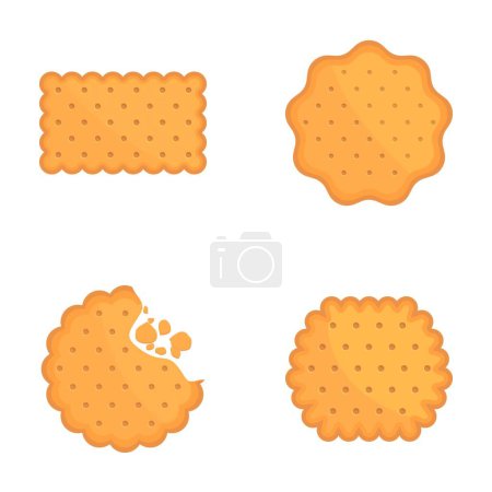 Collection de quatre biscuits vectoriels de forme différente, dont un avec marque de morsure