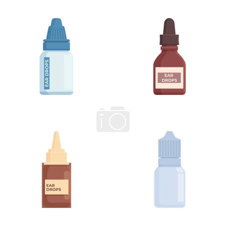Colorido conjunto de ilustración vectorial con diferentes estilos de orejas gotas botellas