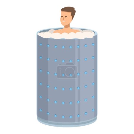 Male athlete is taking a cryotherapy session after a hard workout, enjoying the benefits of cold therapy