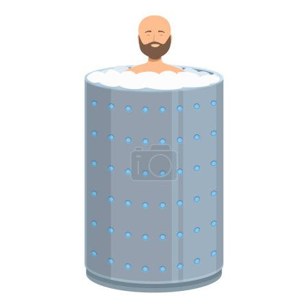 Man is taking a cryotherapy session, enjoying the health benefits of this innovative treatment
