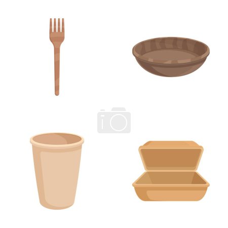 Ecofriendly disposable tableware set made of biodegradable and compostable materials for sustainable and environmentally conscious food packaging, catering supplies, and kitchenware