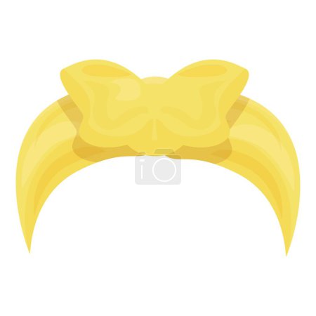 Blonde hair tied with a yellow bow forming a perfect semicircle