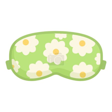 Green sleeping mask with white daisies for sleeping well and having sweet dreams