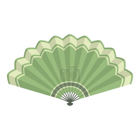 Elegant green and beige hand fan folded open, perfect for staying cool on a hot day