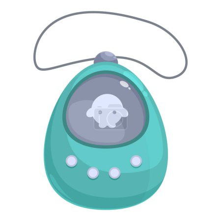 Virtual pet toy is hanging from a lanyard, bringing back the nostalgia of 90s handheld games