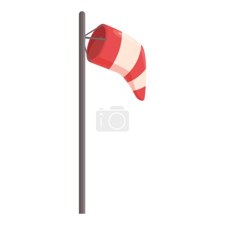 Red and white windsock showing wind direction and strength