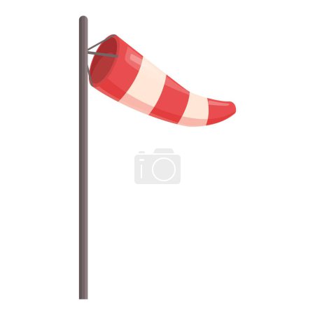 Red and white windsock showing wind direction and strength