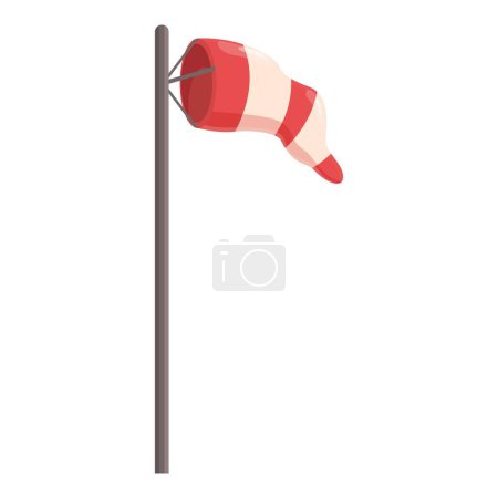 Red and white windsock indicating wind direction and strength