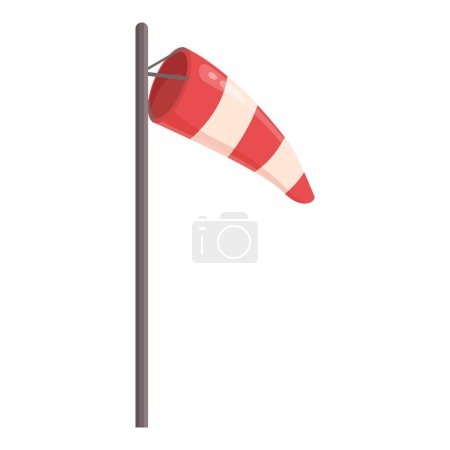 Red and white striped windsock indicating wind direction and strength