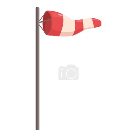 Red and white windsock showing wind direction and force