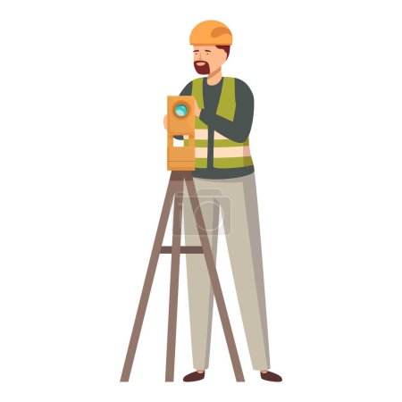 Illustration for Surveyor using a theodolite, performing geodetic measurements on construction site - Royalty Free Image